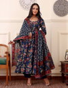 Navy Blue Colour Rayon Print Kurti With Pant And Dupatta Bulk Orders In India Aaradhna 2036